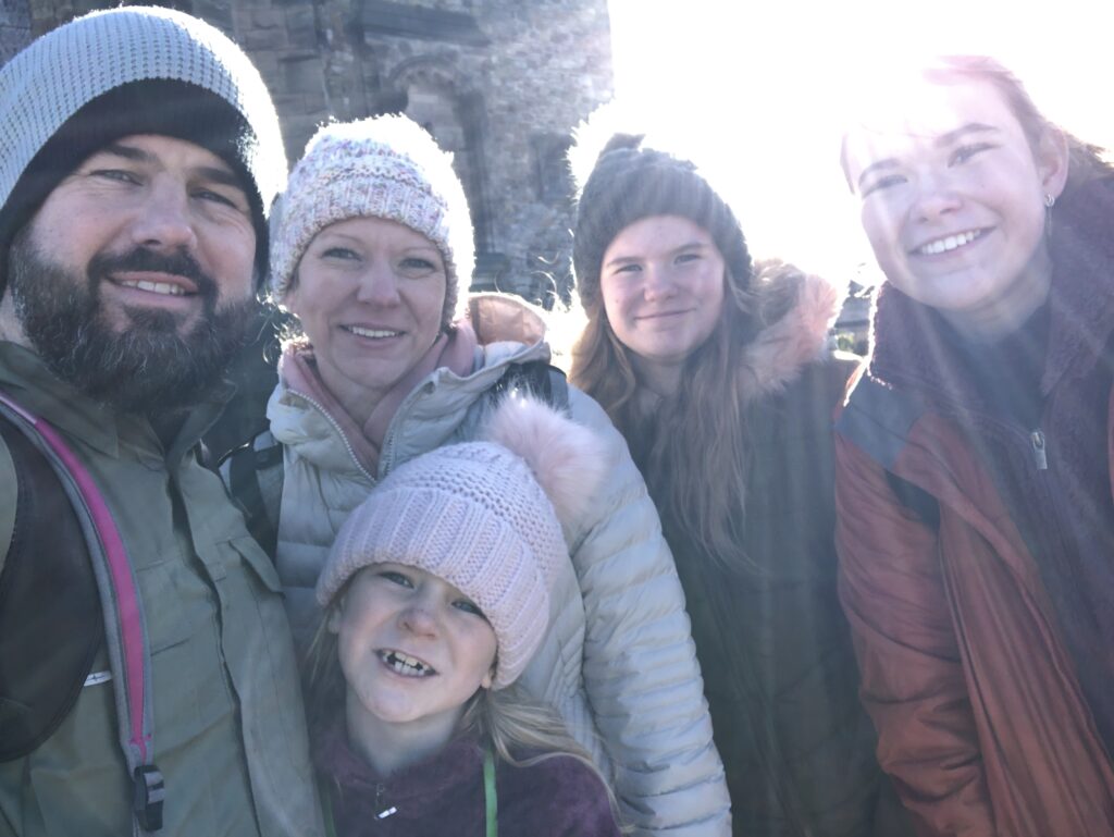 Jody, Haley, Julia Kate, Ava, and Pyper Hagerty in Edinburgh, Scotland 2023.